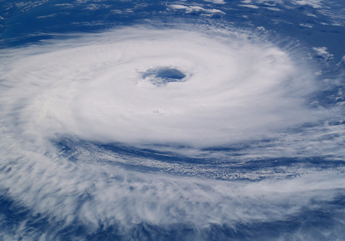 satellite image of large hurricane in water