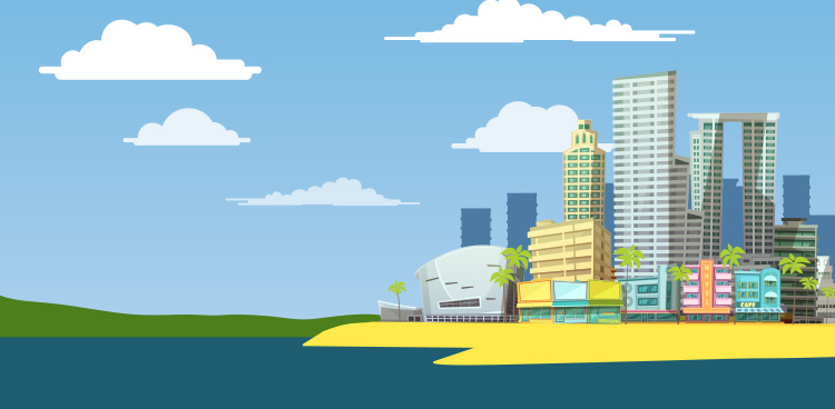 City Edge Illustrated city edge by water