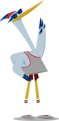 Illustrated heron stretching