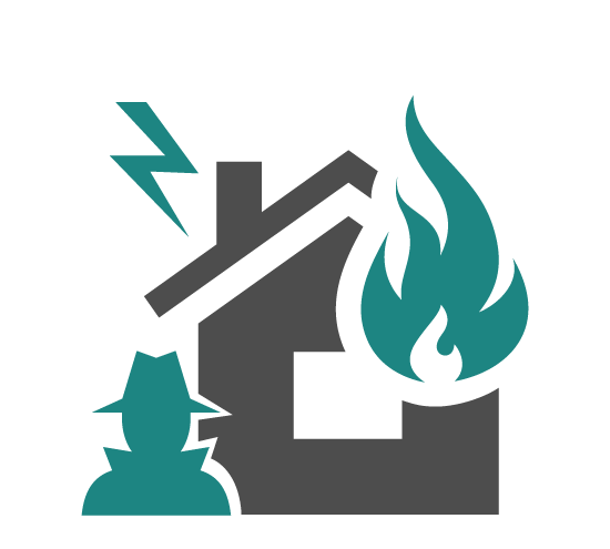 All Other Perils Deductible Icon: Home with lightning, fire and burglar