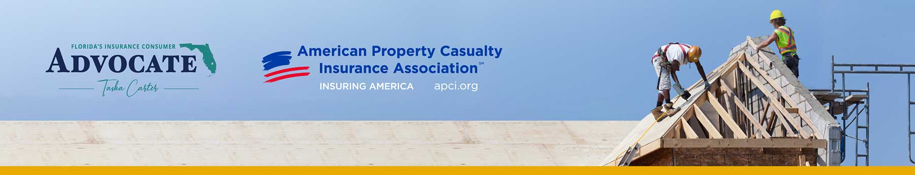 Two men working on roof with ICA logo