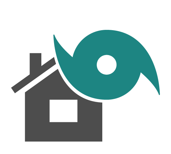 Hurricane Deductible Icon: House with Hurricane Symbol