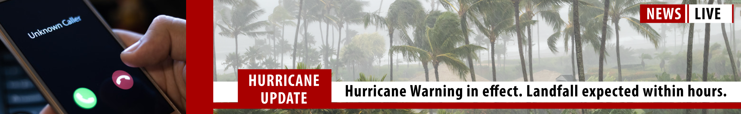 Unknown Caller Unknown Caller next to Hurricane News Ticker