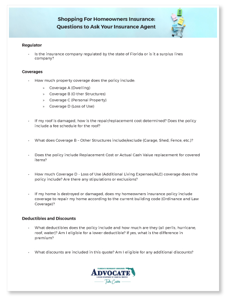 Thumbnail of Downloadable PDF of 'Questions to Ask Your Insurance Agent'