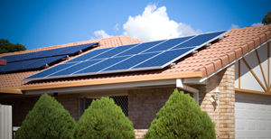 Solar Panels Solar panels installed on the roof of a residential home
