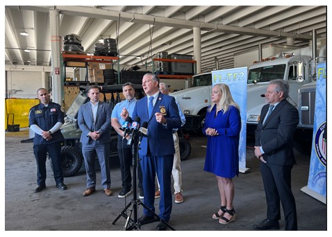 CFO Patronis speaking in front of a group of people at the US&R Florida Task Force 2 Training Center in Miami