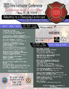 fire service instructor conference flyer with topics and class ids
